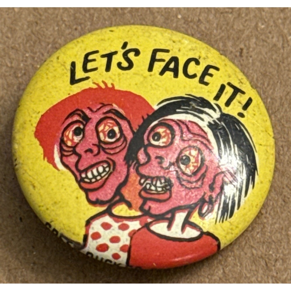 Let's Face It Spooky Green Duck Co Chicago Pinback Button Pin Round Circle